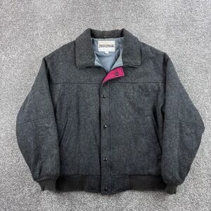 Vintage Field & Stream Bomber Jacket Mens M Gray Wool Blend Full Zip Insulated
